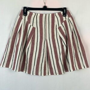 NWT ASOS Striped Pleated Above the Knee Linen Blend Full Skirt - Size 4